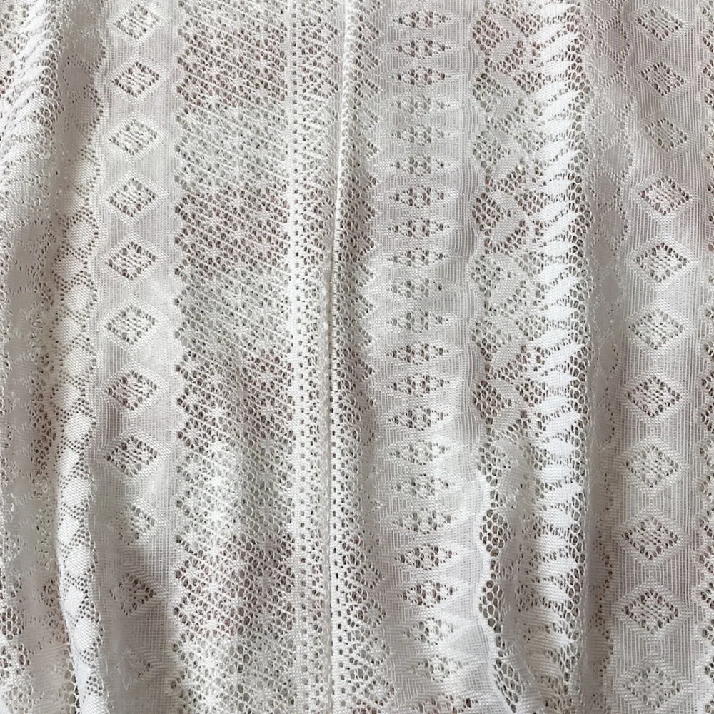 Le Lis Stripe Crewneck Sweater Lace Blouse L